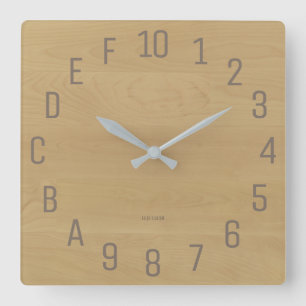 Birch-Look Hexadecimal Geek Square Wall Clock