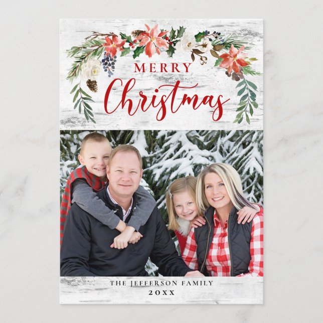 Birch Merry Christmas Holidays PHOTO Greeting Card (Front)
