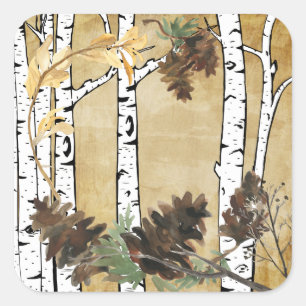 Birch Tree and Pine Cone Stickers