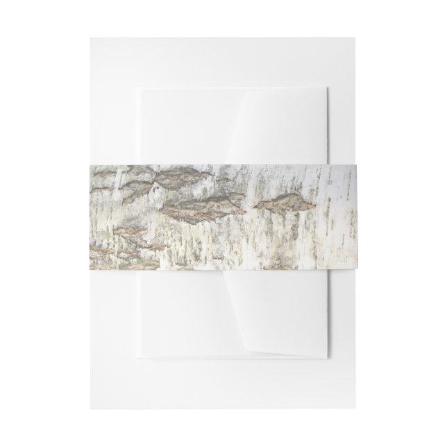 birch tree bark belly band for rustic wedding invitation belly band (Front Example)