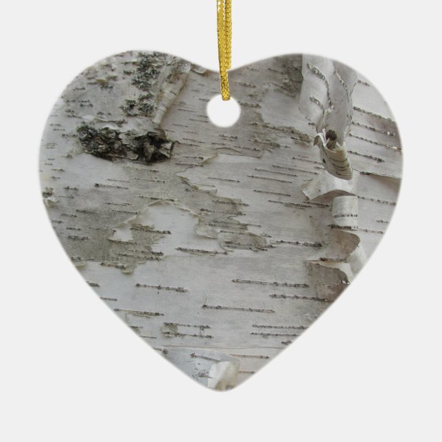 Birch Tree Bark Peeled Old Photo Art Ceramic Tree Decoration (Front)