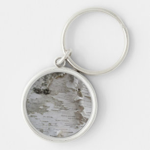 Birch Tree Bark Peeled Old Photo Art Key Ring