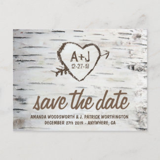 Birch Tree Bark Rustic Wedding Save the Date Cards