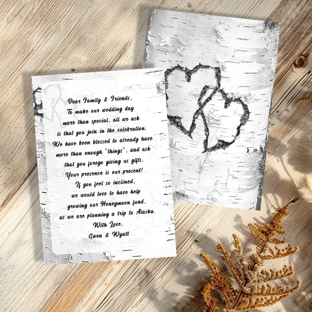 Birch Tree Bark Wishing Well Wording Wedding Cards (Creator Uploaded)