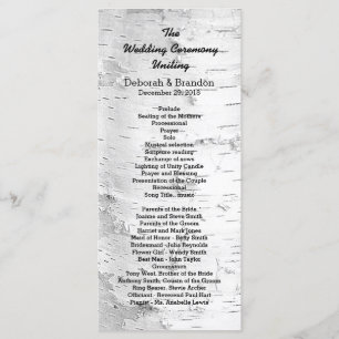 Birch Tree Black and White Tall Wedding Program Programme