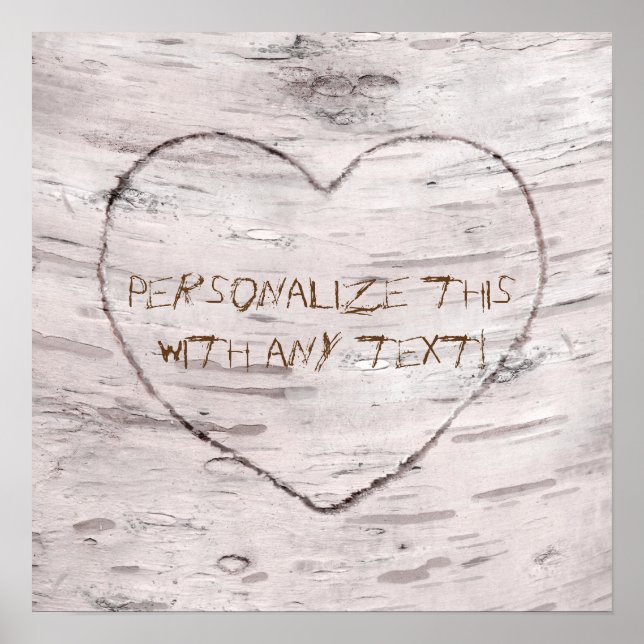 Birch Tree & Carved Heart Rustic Wedding Banner Poster (Front)