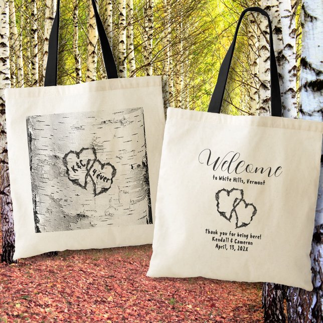 Birch Tree Carved Hearts Wedding Welcome Bags (Creator Uploaded)