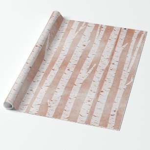 Birch Tree Design Tan & White  Wrapping Paper