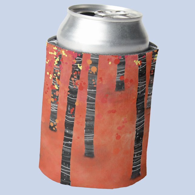 Birch Tree Forest Can Cooler (Birch aspen tree forest abstract art can cooler)