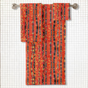 Birch Tree Forest Landscape Painting Bath Towel Se