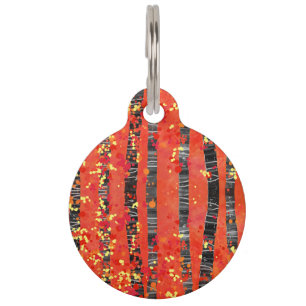 Birch Tree Forest Landscape Painting Custom Name Pet Tag