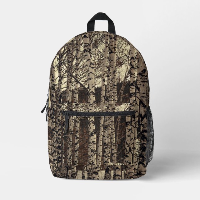 Birch Tree Forest Nature Printed Backpack (Front)