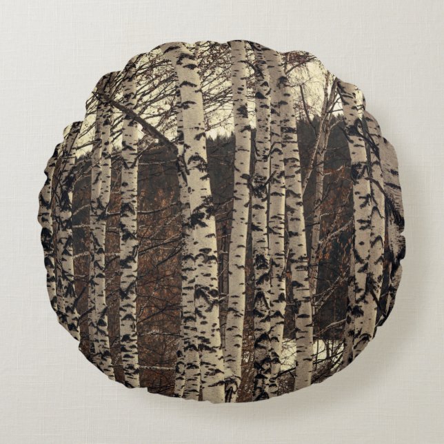 Birch Tree Forest Nature Round Cushion (Front)