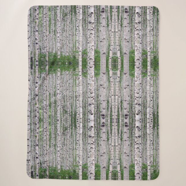 Birch Tree Forest Nature Sherpa Blanket (Front)