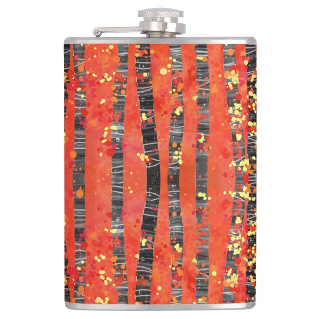 Birch Tree Forest Red Hip Flask (Front)