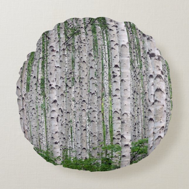 Birch Tree Forest Throw Pillow (Front)