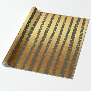 Birch-Tree Golden Chocolate Brown Vip Stripes Wrapping Paper