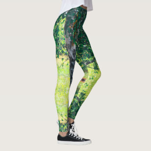 Birch Tree Green Leaves Leggings