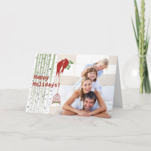 Birch Tree Merry Christmas Card With Your Photo
