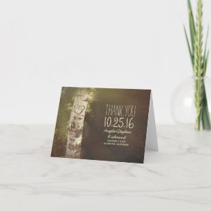 birch tree rustic country wedding thank you cards