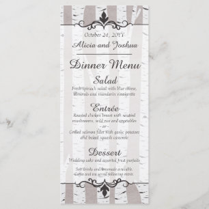 Birch Tree Rustic Nature Wedding Dinner Menu