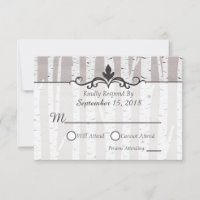 Birch Tree Rustic Nature Wedding Invitation RSVP