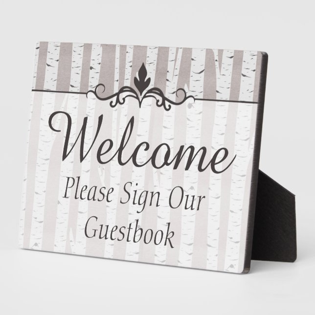 Birch Tree Rustic Wedding Welcome Guestbook Sign Plaque (Side)