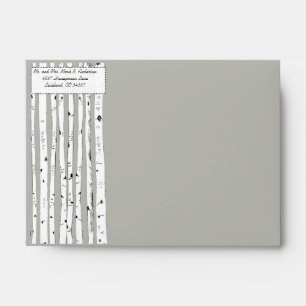 Birch Tree Silver Cloud Wedding Envelopes