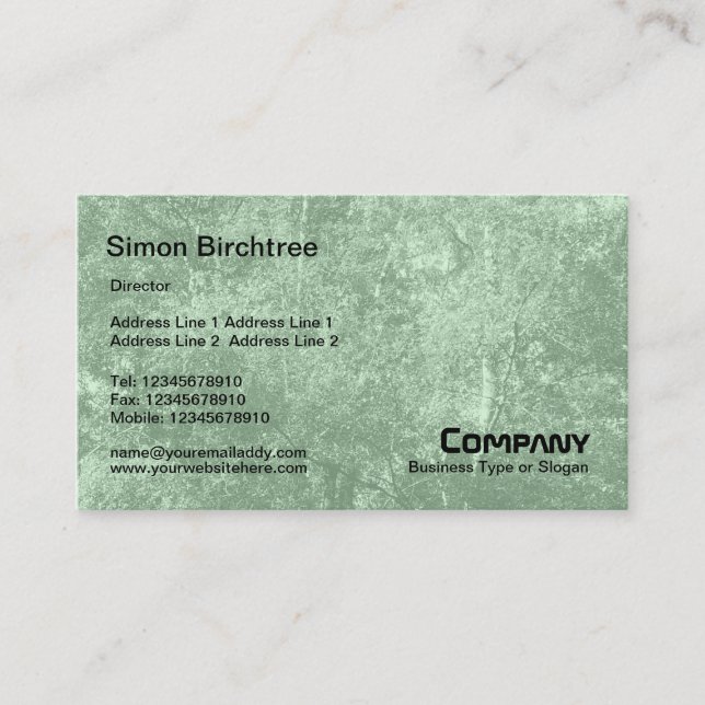 Birch Tree Texture - Light Green (CCFFCC) Business Card (Front)