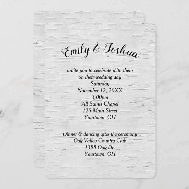 Birch Tree Texture Wedding  Invitation (Front/Back)