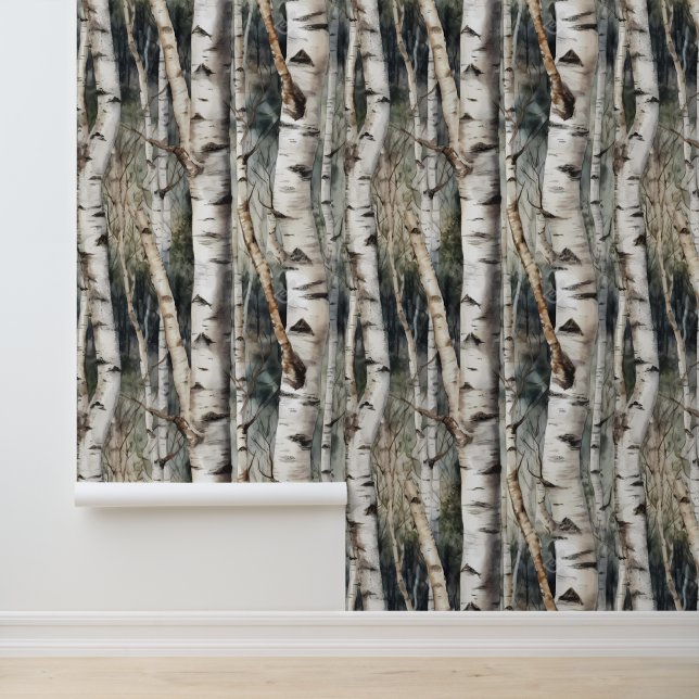 Birch Tree Trunks Forest Wallpaper (Application)