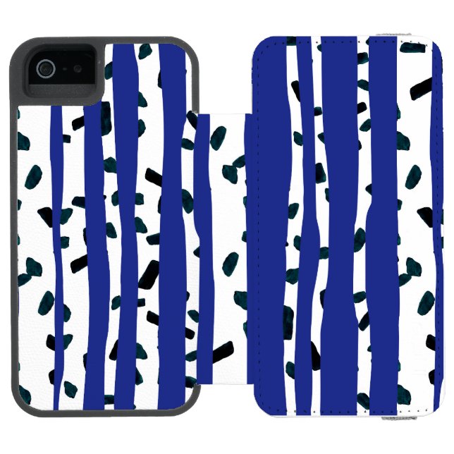 Birch Tree Trunks on Blue Incipio iPhone Wallet Case (Folio Open)