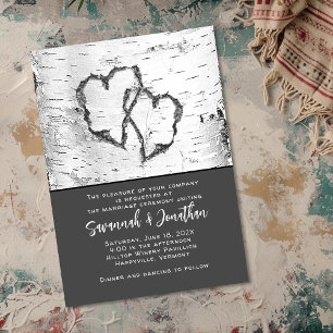 Birch Tree Wedding Two Hearts  Invitation