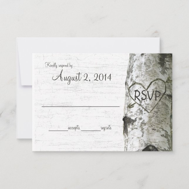 Birch Tree with Carved Heart RSVP (Front)