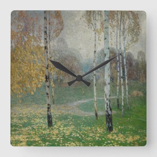 Birch Trees, 1904 (oil on canvas) Square Wall Clock