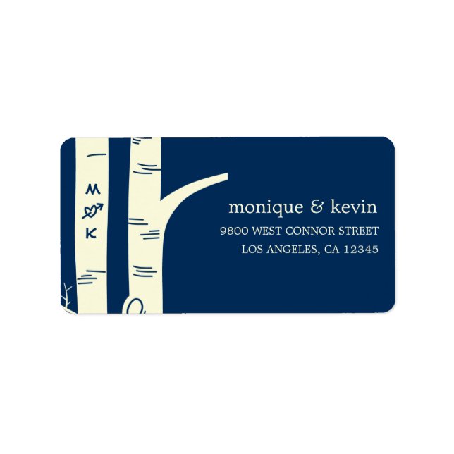 Birch Trees Address Label - Navy (Front)