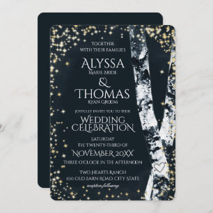 Birch Trees and Sparkle Wedding Invitation