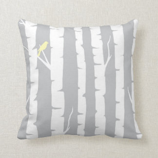 Birch Trees and Yellow Birds Cushion