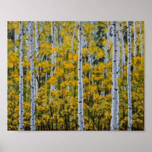 Birch Trees Aspen Forest Fall Leaves Poster
