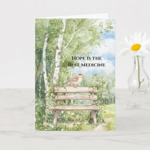 Birch Trees Bird Bench Hope is the Best Medicine Card