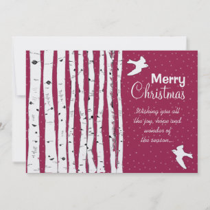 Birch Trees & Birds Merry Christmas Holiday Card