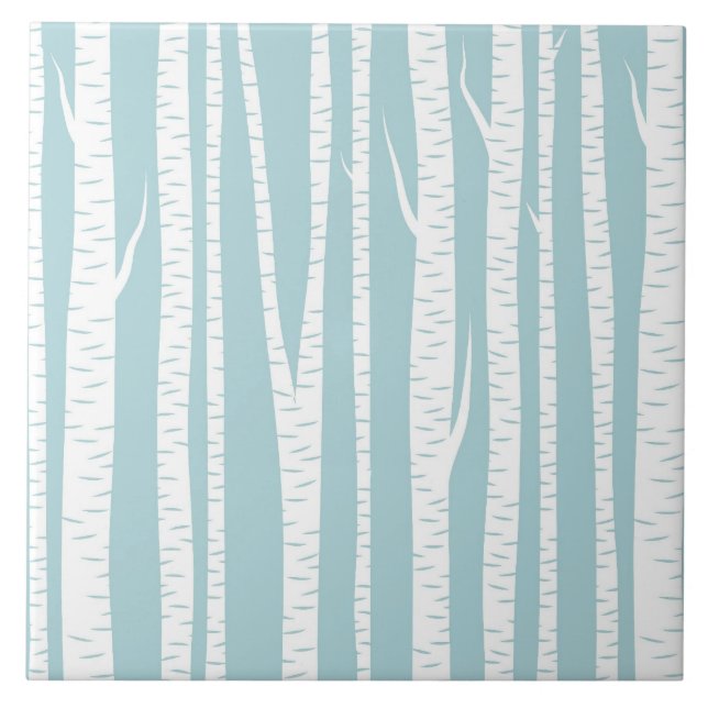 Birch Trees Blue Tile (Front)