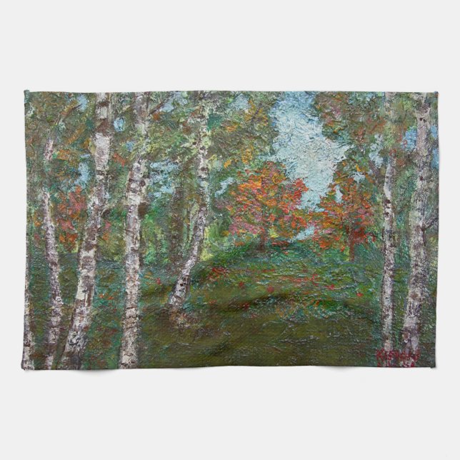 Birch Trees (by Kimon Loghi) Tea Towel (Horizontal)