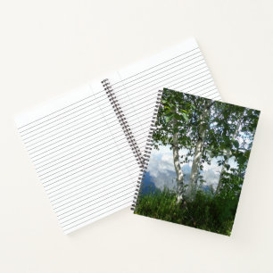 Birch Trees by Lake Spiral Notebook