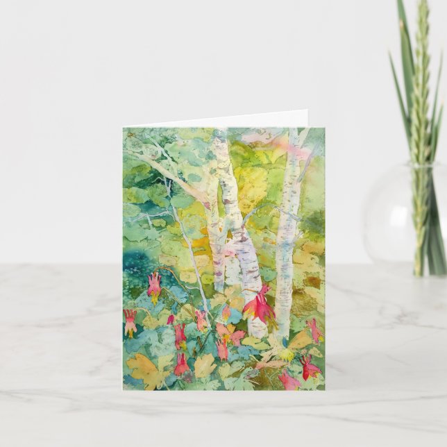 Birch Trees Folded Greeting Card (Front)