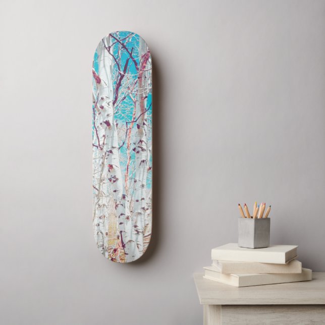 Birch Trees Forest Rustic Wilderness Outdoors Skateboard (Wall Art)