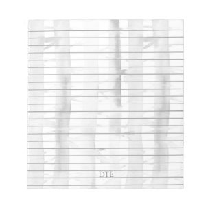 Birch Trees Grey Lined Monogram Personalised  Notepad