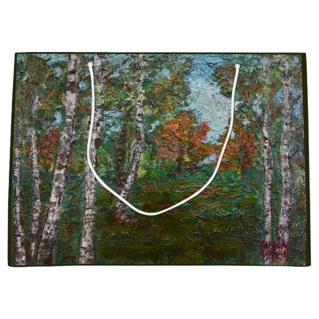 Birch Trees in a Forest (by Kimon Loghi) Large Gift Bag (Front)