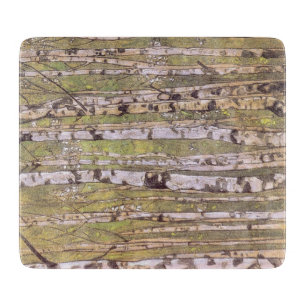 Birch Trees in a Woodland Forest (Roerich) Cutting Board