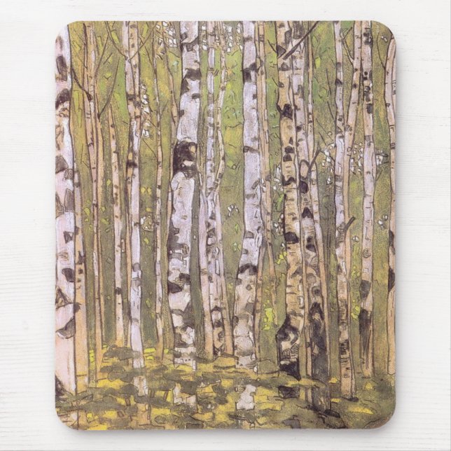 Birch Trees in a Woodland Forest (Roerich) Mouse Pad (Front)